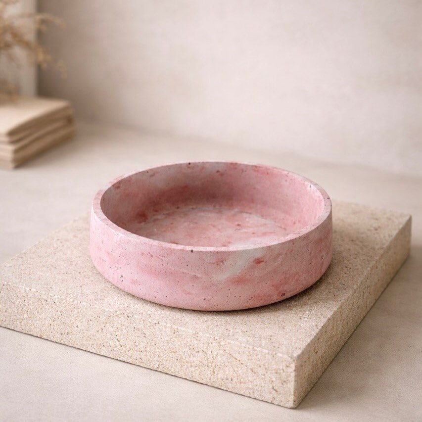 Ribbed Cement Vase and Bowl — view 4